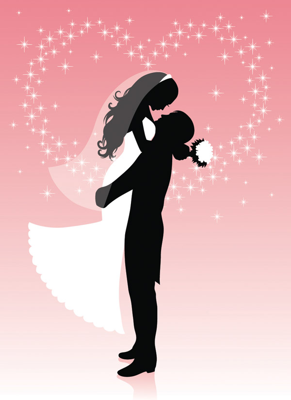 free vector People wedding silhouette vector